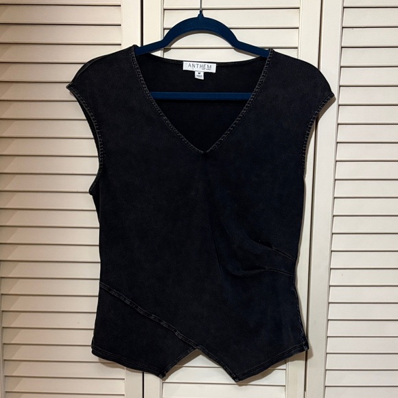 Tops - Anthem Black V-Neck Cap Sleeve Women's Top
